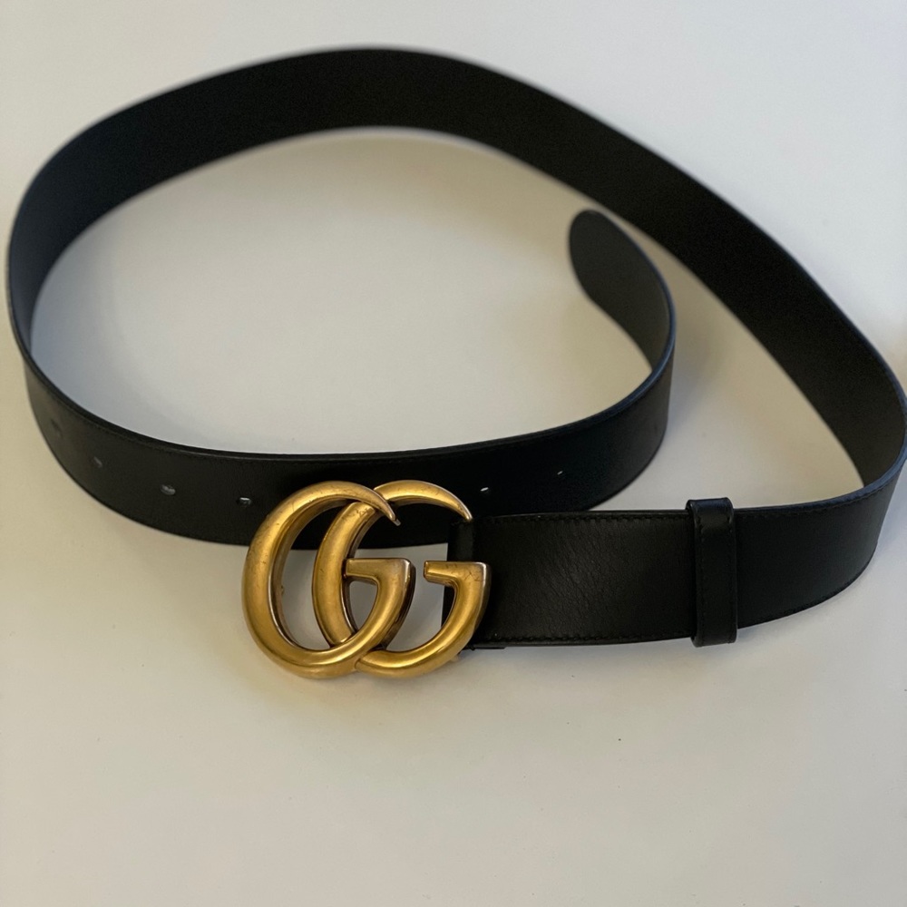 Black Gucci Marmont GG Belt 90 36